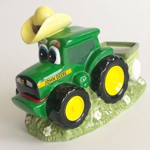 John Deere Johnny Tractor Ceramic Figure w Cowboy Hat